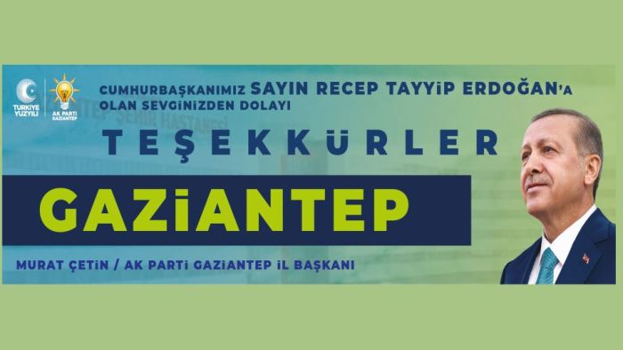 Ak Parti Gaziantep İl Başkanı Murat Çetin'den teşekkür